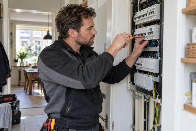 Licensed electrician installing wiring