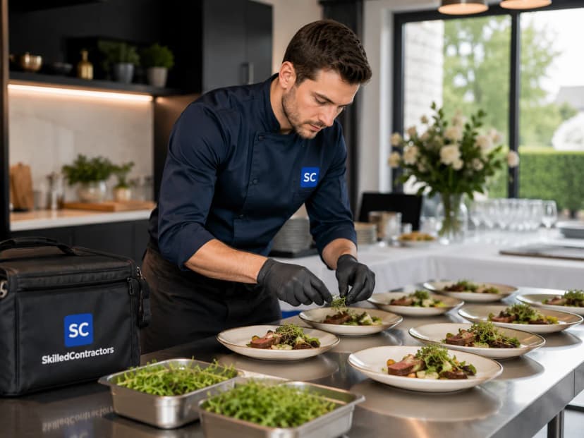 Cateringprofessional bereidt gerechten voor een evenement