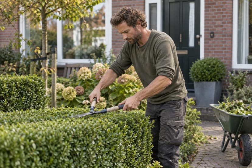 Gardener working in a residential garden