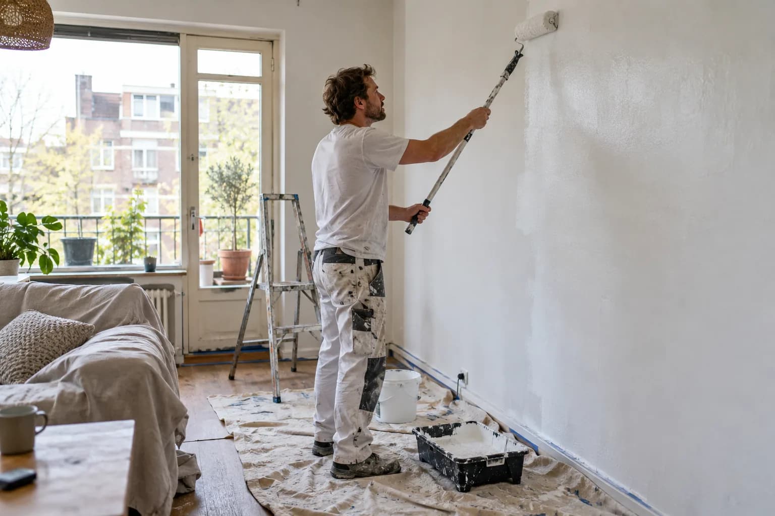 Professional painter at work