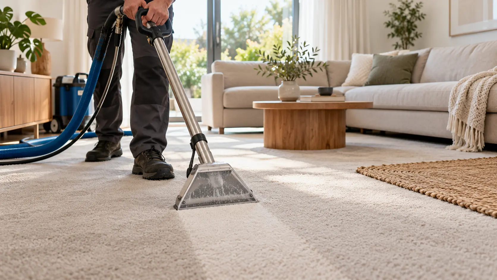Carpet extraction in a living room